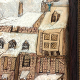 Santa On the Roof and Santa with Reindeer, Charming 19th Century Folk Art Ink and Watercolor