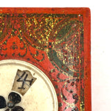 18th Century Quadrille Gaming Box with Scoring Dial and 20 Hand-painted Club Gaming Pieces