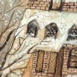 Santa On the Roof and Santa with Reindeer, Charming 19th Century Folk Art Ink and Watercolor