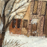 Santa On the Roof and Santa with Reindeer, Charming 19th Century Folk Art Ink and Watercolor
