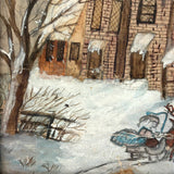 Santa On the Roof and Santa with Reindeer, Charming 19th Century Folk Art Ink and Watercolor