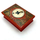 18th Century Quadrille Gaming Box with Scoring Dial and 20 Hand-painted Club Gaming Pieces