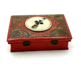 18th Century Quadrille Gaming Box with Scoring Dial and 20 Hand-painted Club Gaming Pieces