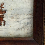 Santa On the Roof and Santa with Reindeer, Charming 19th Century Folk Art Ink and Watercolor