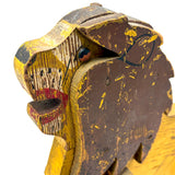 Roaring Yellow Lion, Great, Much Loved, Old Wooden Pull Along Toy