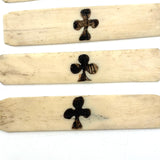 18th Century Quadrille Gaming Box with Scoring Dial and 20 Hand-painted Club Gaming Pieces