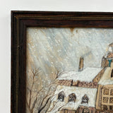 Santa On the Roof and Santa with Reindeer, Charming 19th Century Folk Art Ink and Watercolor