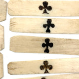 18th Century Quadrille Gaming Box with Scoring Dial and 20 Hand-painted Club Gaming Pieces
