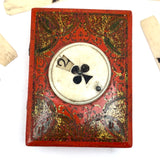 18th Century Quadrille Gaming Box with Scoring Dial and 20 Hand-painted Club Gaming Pieces