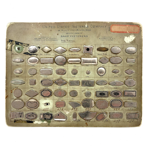 US Fastener Company "Bag Plates" Sample Card, c. 1920s-40s