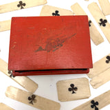 18th Century Quadrille Gaming Box with Scoring Dial and 20 Hand-painted Club Gaming Pieces
