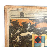 Beautiful Antique German Enamel Painted Mosaic Blocks Set in Original Box