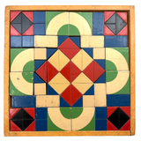 Beautiful Antique German Enamel Painted Mosaic Blocks Set in Original Box