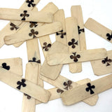 18th Century Quadrille Gaming Box with Scoring Dial and 20 Hand-painted Club Gaming Pieces