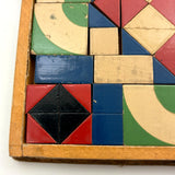 Beautiful Antique German Enamel Painted Mosaic Blocks Set in Original Box