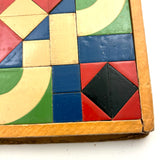 Beautiful Antique German Enamel Painted Mosaic Blocks Set in Original Box