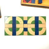 Beautiful Antique German Enamel Painted Mosaic Blocks Set in Original Box