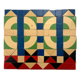 Beautiful Antique German Enamel Painted Mosaic Blocks Set in Original Box