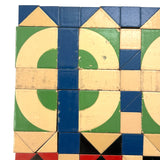 Beautiful Antique German Enamel Painted Mosaic Blocks Set in Original Box