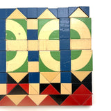 Beautiful Antique German Enamel Painted Mosaic Blocks Set in Original Box