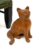 Hand-carved Folk Doll Chair Plus Hand-carved Cat Inhabitant (Signed + Repaired Tail)