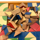 Beautiful Antique German Enamel Painted Mosaic Blocks Set in Original Box