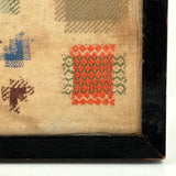 Charming, Very Colorful Antique Darning + Alphabet Sampler