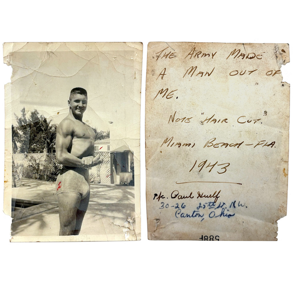 The Army Made a Man Out of Me, Much Handled 1943 Miami Beach Beefcake Snapshot