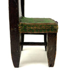 Hand-carved Folk Doll Chair Plus Hand-carved Cat Inhabitant (Signed + Repaired Tail)
