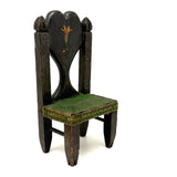 Hand-carved Folk Doll Chair Plus Hand-carved Cat Inhabitant (Signed + Repaired Tail)
