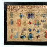 Charming, Very Colorful Antique Darning + Alphabet Sampler
