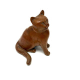 Hand-carved Folk Doll Chair Plus Hand-carved Cat Inhabitant (Signed + Repaired Tail)