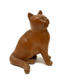 Hand-carved Folk Doll Chair Plus Hand-carved Cat Inhabitant (Signed + Repaired Tail)