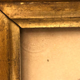 Young Woman at Window,  Fine c. 1840 Watercolor in Period Lemon Gold Frame