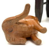 Hand-carved Folk Doll Chair Plus Hand-carved Cat Inhabitant (Signed + Repaired Tail)