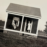 Crooked House with Leaning Ladies on the Porch, Great Old Snapshot Photo