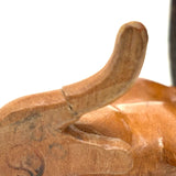 Hand-carved Folk Doll Chair Plus Hand-carved Cat Inhabitant (Signed + Repaired Tail)