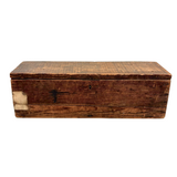 Highly Empathetic Old Homemade Wooden Box with Curious Joints and Many Drill Holes