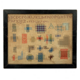 Charming, Very Colorful Antique Darning + Alphabet Sampler