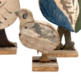 Rooster, Hen, Chick: Sweet Old Wooden Folk Art Bobbing Head Birds with Rail Base