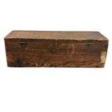 Highly Empathetic Old Homemade Wooden Box with Curious Joints and Many Drill Holes