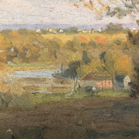 Atmospheric Oil on Canvas Landscape with Farm House by Emile Stange