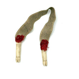 Charming Antique Hoof Shaped Bone Knitting Needle Guards on Ribbon, aka "Trotters"