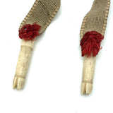 Charming Antique Hoof Shaped Bone Knitting Needle Guards on Ribbon, aka "Trotters"