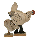 Rooster, Hen, Chick: Sweet Old Wooden Folk Art Bobbing Head Birds with Rail Base