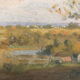 Atmospheric Oil on Canvas Landscape with Farm House by Emile Stange