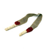 Charming Antique Hoof Shaped Bone Knitting Needle Guards on Ribbon, aka "Trotters"