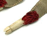 Charming Antique Hoof Shaped Bone Knitting Needle Guards on Ribbon, aka "Trotters"