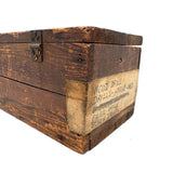 Highly Empathetic Old Homemade Wooden Box with Curious Joints and Many Drill Holes