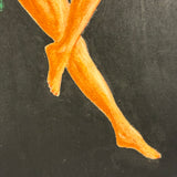 Charmingly Naive Pin Up Style Pastel Nude on Black Ground